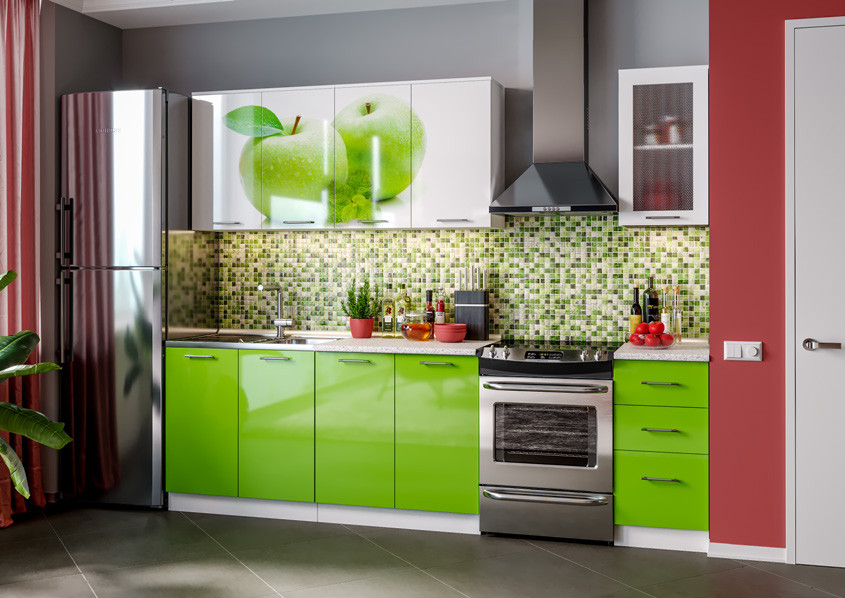 Кухонный Гарнитур Яблоко МДФ/Фотопечать 1600/1700/1800/2000 мм