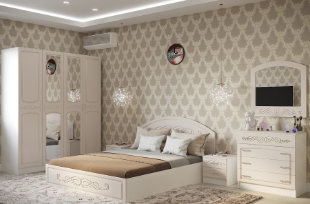 Спальный Гарнитур Венесуэла №3 МДФ/Жемчуг Глянец 